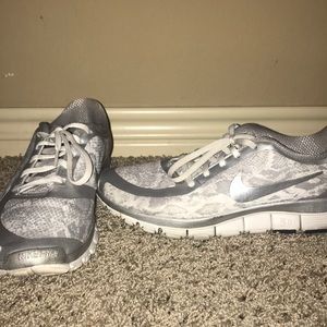 White and Grey customized leopard Nikes!